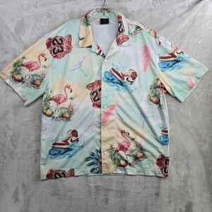 Air Jordan Essentials Mens Large Camp Shirt Printed Mesh Hawaiian